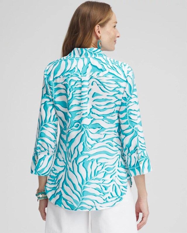 No Iron Linen Palms 3/4 Sleeve Shirt - image 3